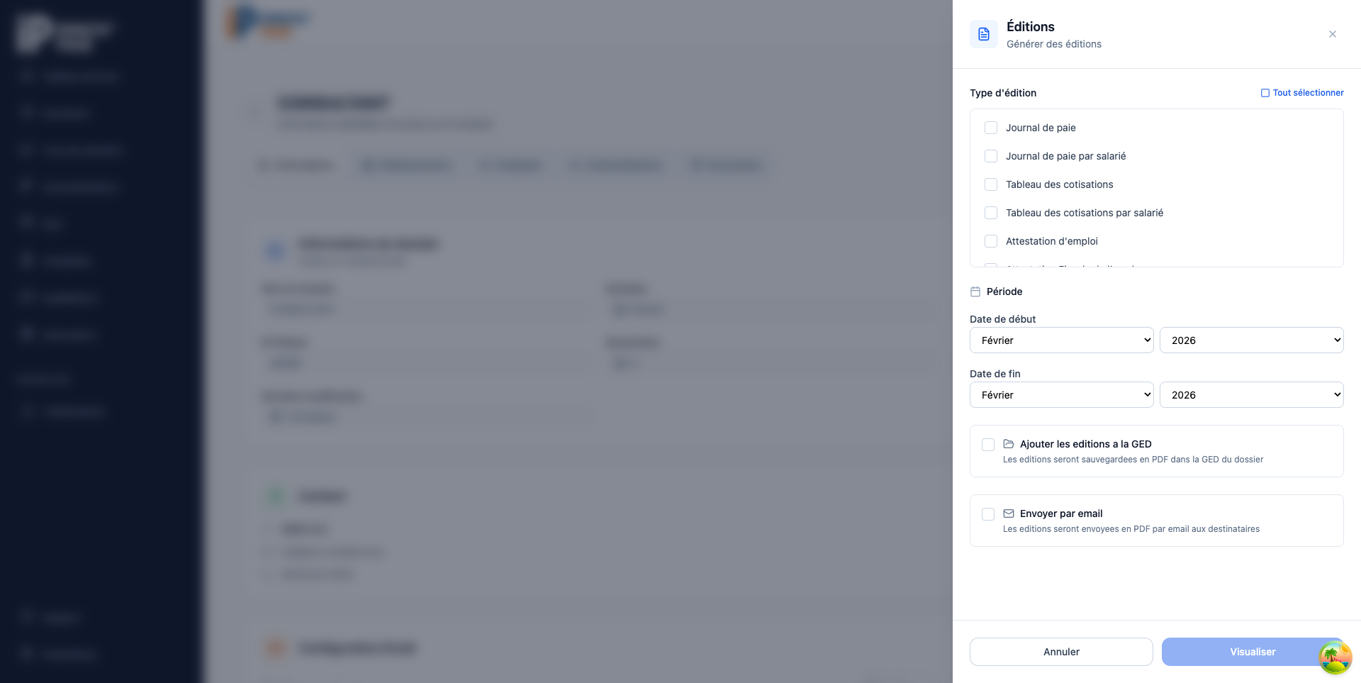 Drawer de génération d'éditions